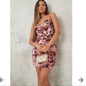 NWT Missguided Cami Cowl Dress Devore Floral size 2